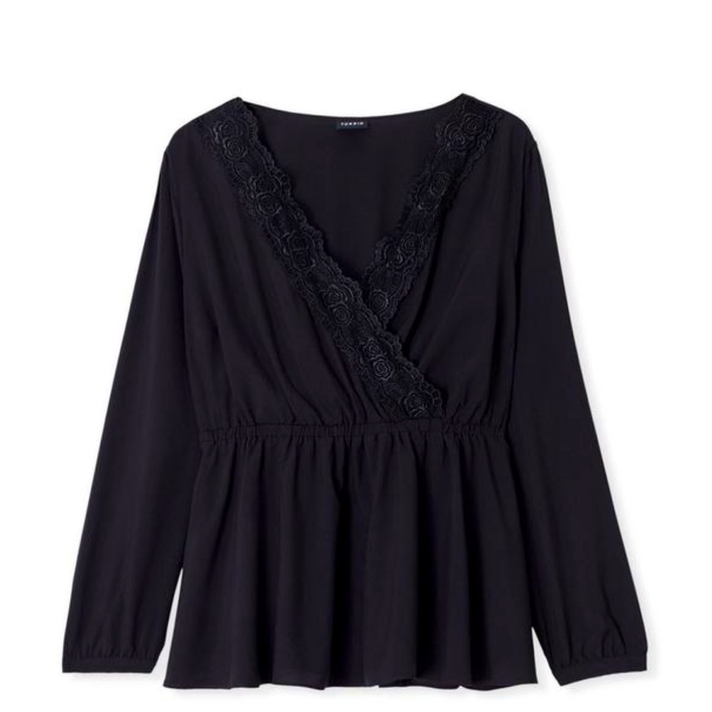 🖤 Torrid Black Lace Trim Babydoll Blouse 00 🖤